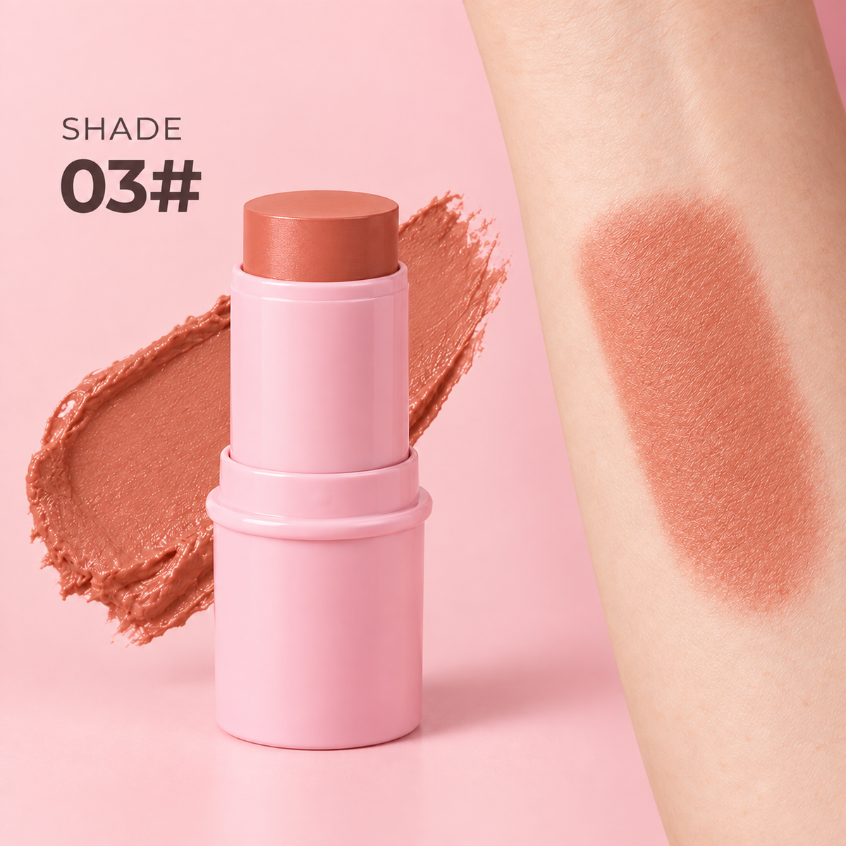 Cream Blush Stick, Multi-use Makeup Stick for Cheeks & Lips, 5 Blendable Shades