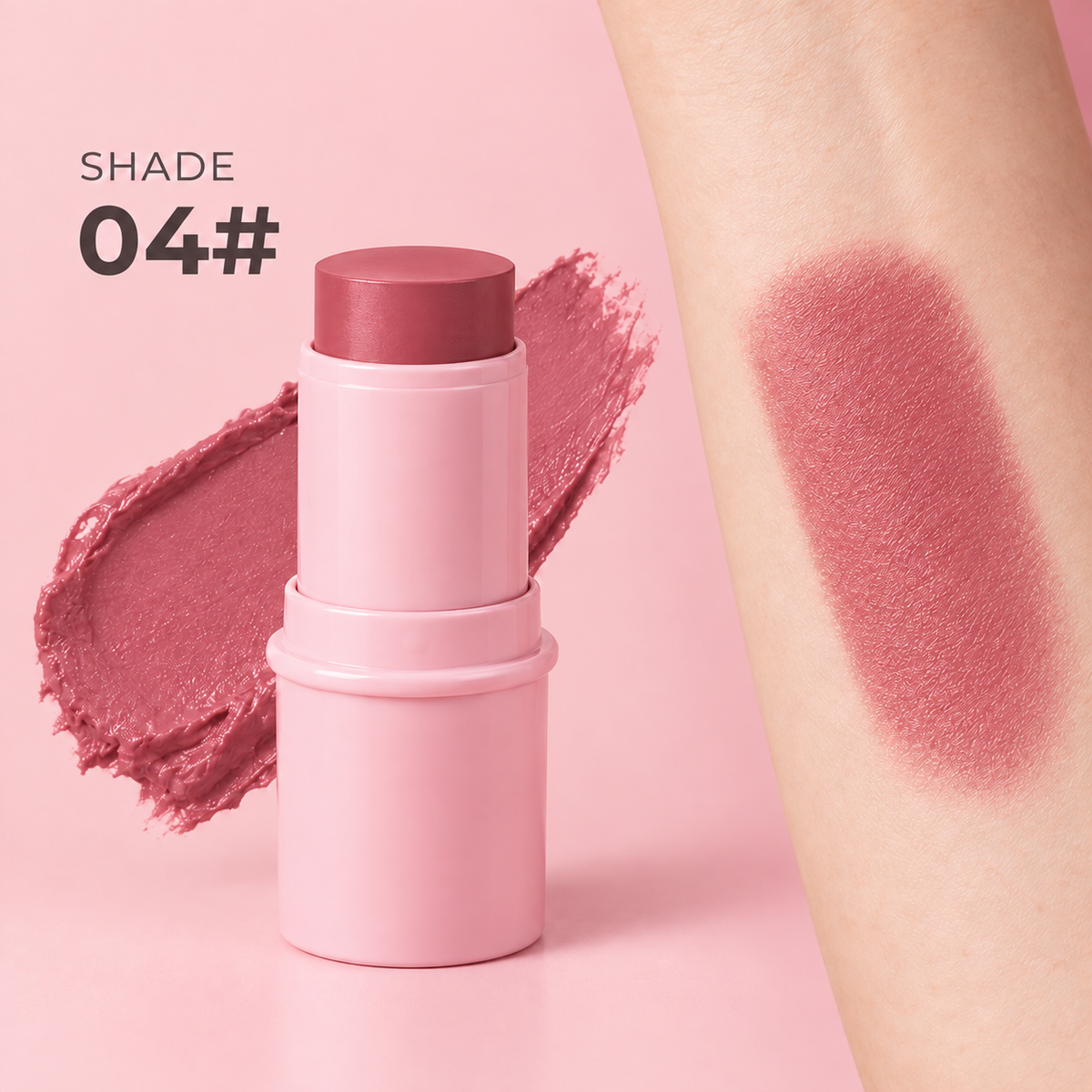 Cream Blush Stick, Multi-use Makeup Stick for Cheeks & Lips, 5 Blendable Shades