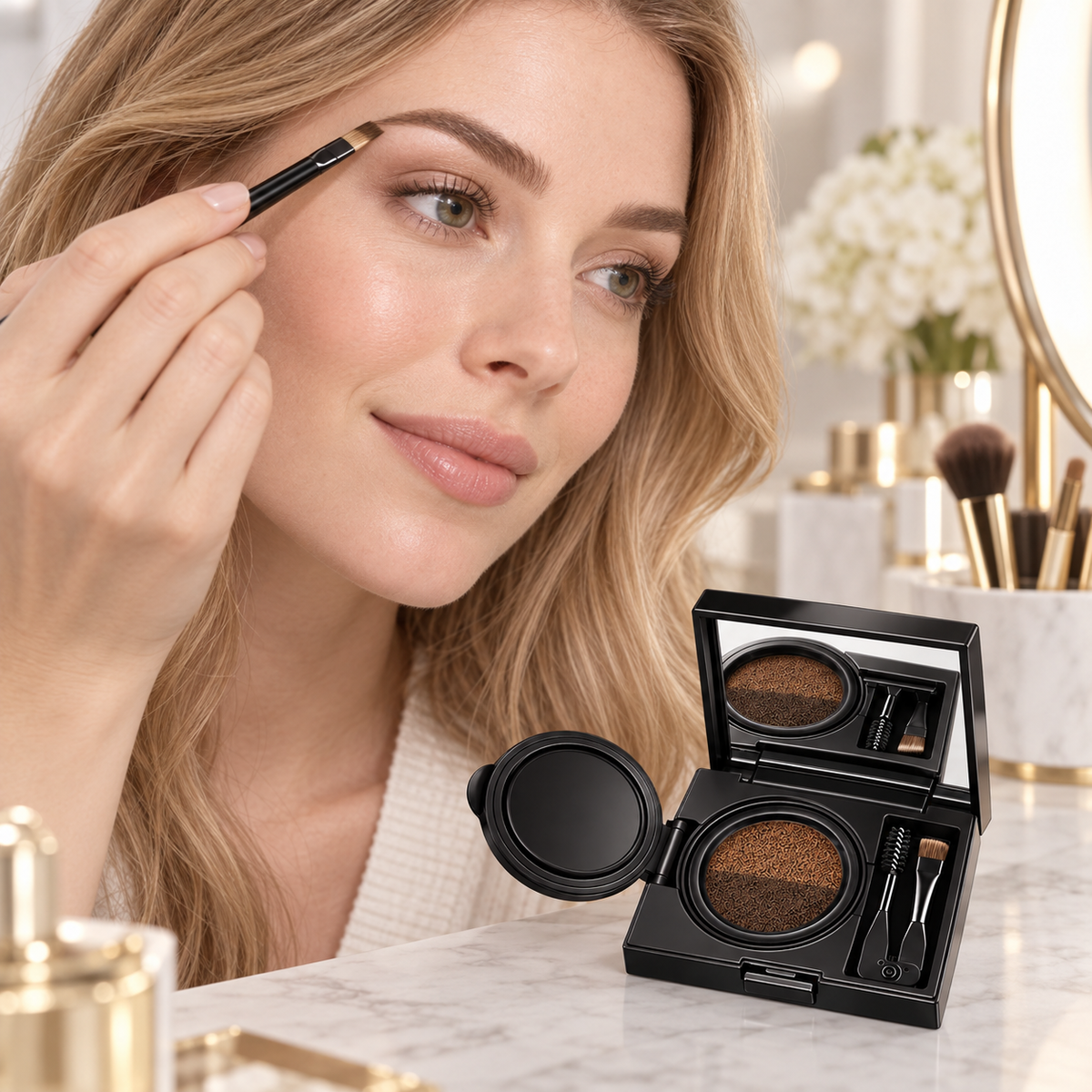 Air Cushion Eyebrow Cream, Long Lasting Brow Tint with Dual Applicator