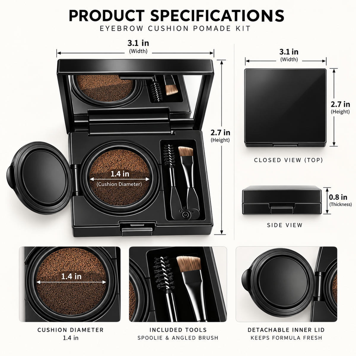 Air Cushion Eyebrow Cream, Long Lasting Brow Tint with Dual Applicator
